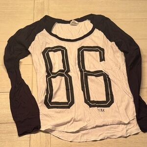 NWOT Vintage PINK Women's Black and White Long Sleeve Top size medium